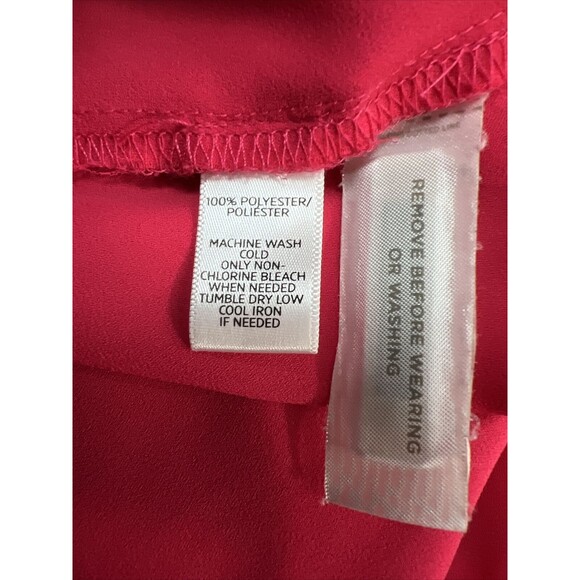 Ann Taylor LOFT Size M Solid Hot Pink Long Sleeve Boat Neck Pullover Blouse - Picture 4 of 11